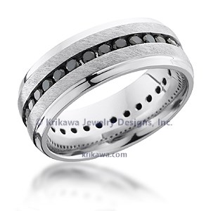 Men's Brush Stepped Diamond Eternity Band